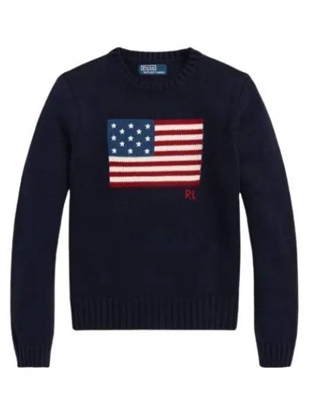 Flag Cotton Crew Neck Knit Top Navy - POLO RALPH LAUREN - BALAAN 2