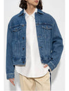 Boxy Fit Mid Washed Denim Jacket Vintage Blue - AMI - BALAAN 4