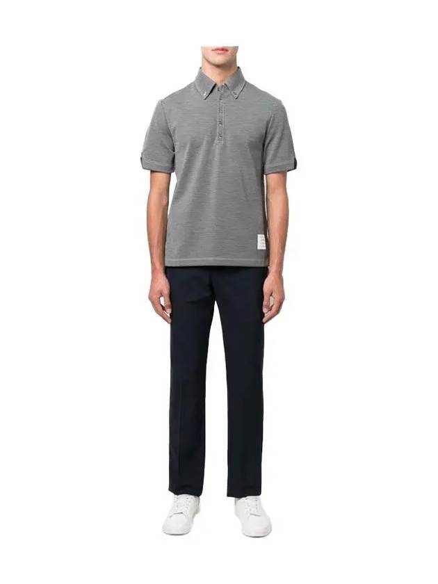 Men's Tech Milano Contrast Stitch Polo Shirt Grey - THOM BROWNE - BALAAN 5