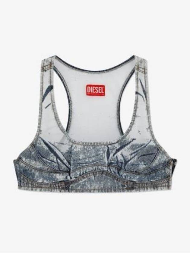 Denim Patchwork Bra Blue - DIESEL - BALAAN 2