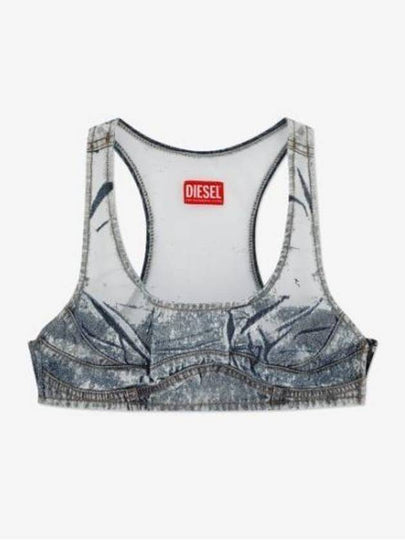 Denim Patchwork Bra Blue - DIESEL - BALAAN 2