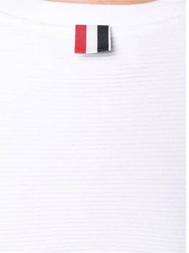 Trimmed Ottoman Ribbed Cotton Short Sleeve Short Sleeve T-Shirt White - THOM BROWNE - BALAAN 6