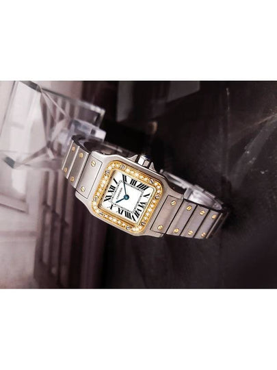 Santos Women s Square Combi Band Diamond Watch - CARTIER - BALAAN 2