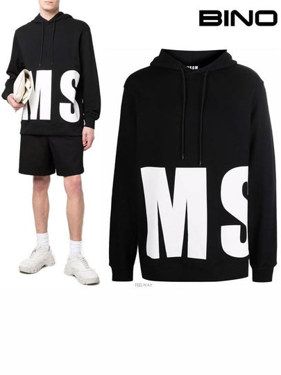 Big Logo Print Cotton Hoodie Black - MSGM - BALAAN 2