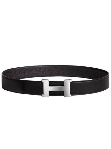 H Buckle Reversible 38Mm Leather Belt Noir - HERMES - BALAAN 1