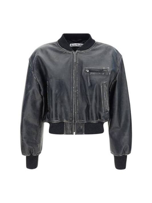 Leather Bomber Jacket Black - ACNE STUDIOS - BALAAN 1