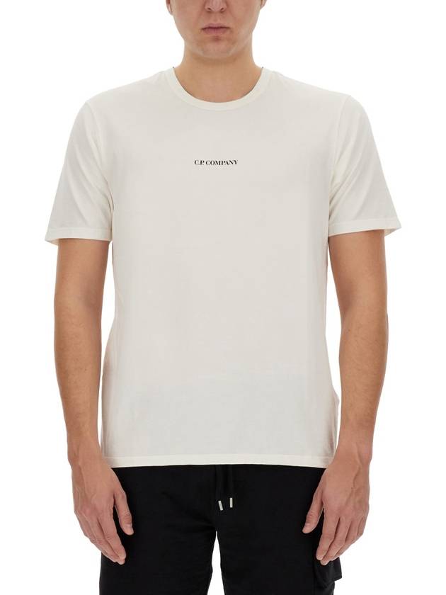 24/1 Jersey Garment Dyed Logo Short Sleeve T-Shirt White - CP COMPANY - BALAAN 2