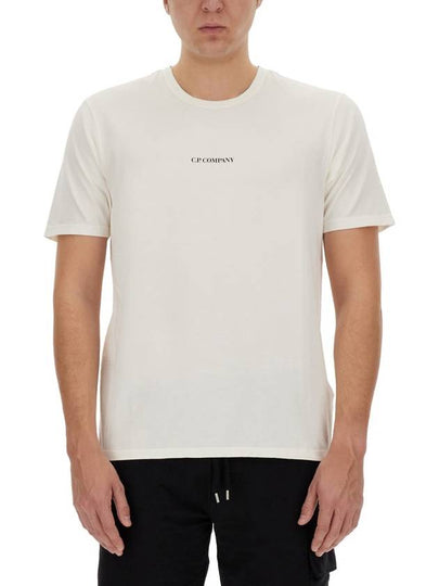 24/1 Jersey Garment Dyed Logo Short Sleeve T-Shirt White - CP COMPANY - BALAAN 2