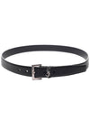 Silver Hardware Monogram Buckle Leather Belt Black - SAINT LAURENT - BALAAN 5