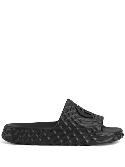 Interlocking G Slide Slippers Black - GUCCI - BALAAN 1