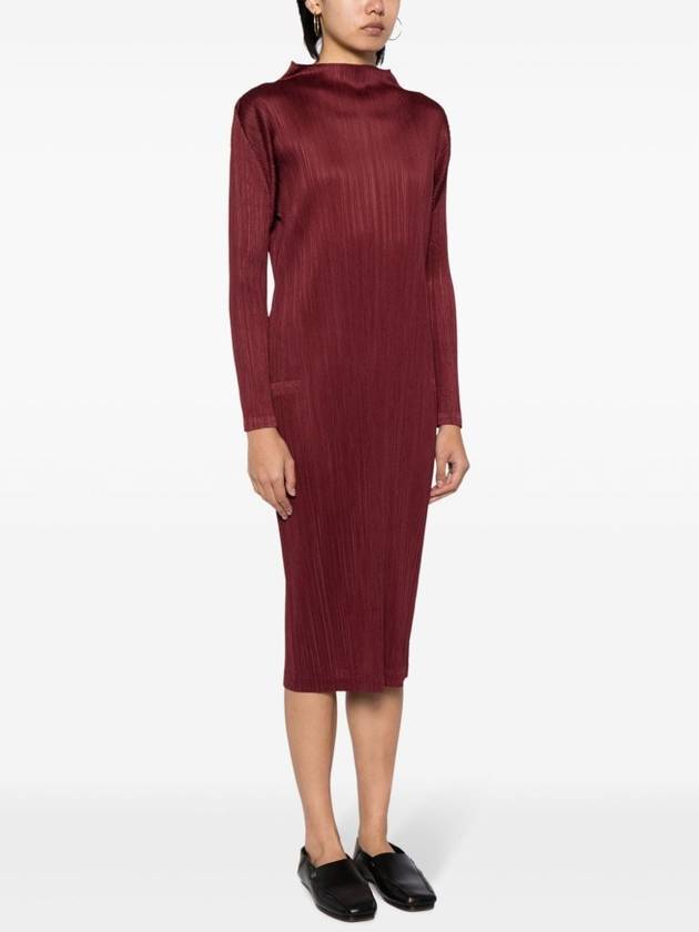 Pleated Pencil Midi Dress Red - ISSEY MIYAKE - BALAAN 6