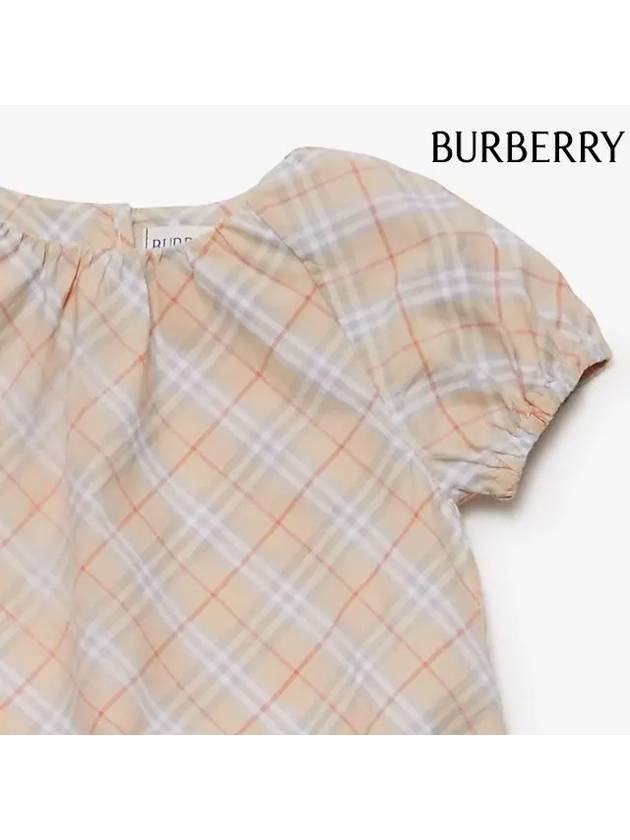 Baby Check Cotton Bodysuit Pale Stone 8094268 - BURBERRY - BALAAN 4