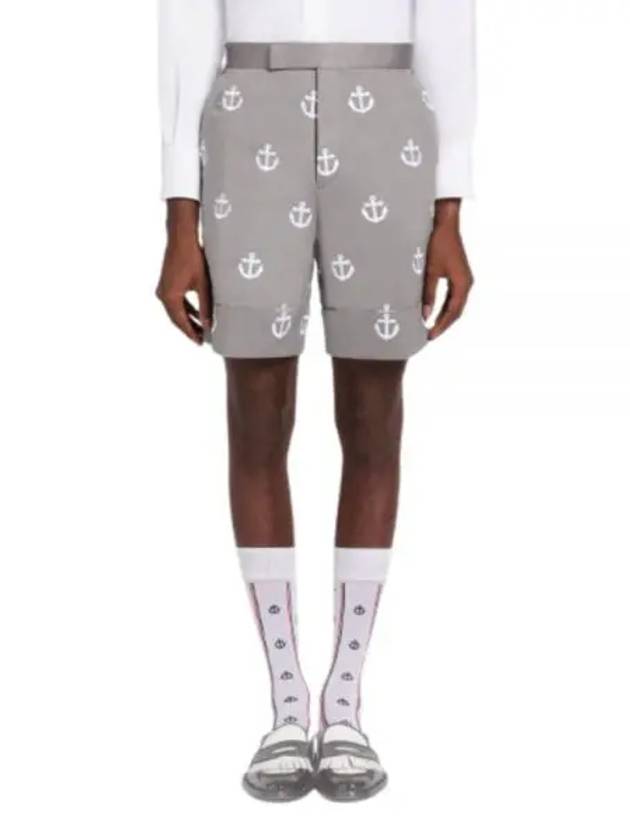 Satin Stitch Anchor Half Drop Shorts Grey - THOM BROWNE - BALAAN 2