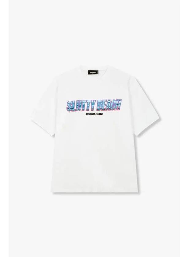 Men s Beach Logo Graphic T Shirt White - DSQUARED2 - BALAAN 1