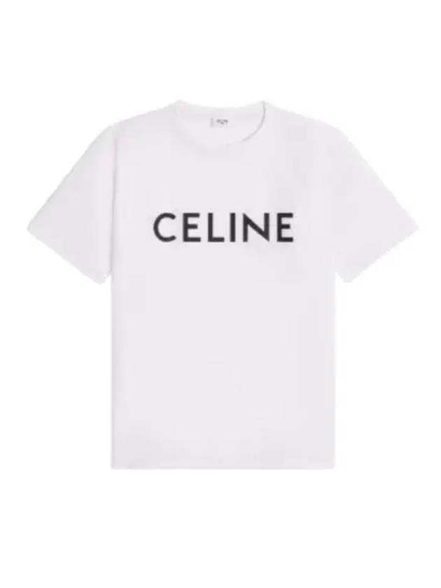 Logo Print Cotton Short Sleeve T-shirt White - CELINE - BALAAN 2