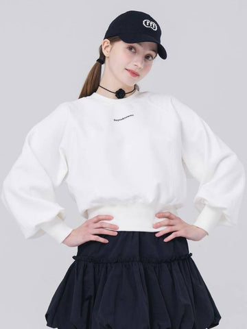 Ribbon Decoration Hem Rib Crop Naglan White Sweatshirt DO3242SW50 1 - DOYOUKNOWMC GOLF WEAR - BALAAN 1