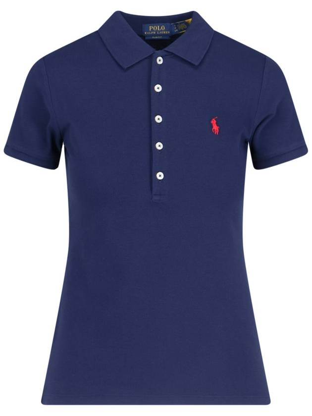 Women's Julie Embroidered Logo Short Sleeve Polo Shirt Navy - POLO RALPH LAUREN - BALAAN 2