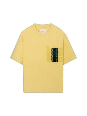 Women's Crew Neck Cotton Short Sleeve T-Shirt Yellow - JIL SANDER - BALAAN 1