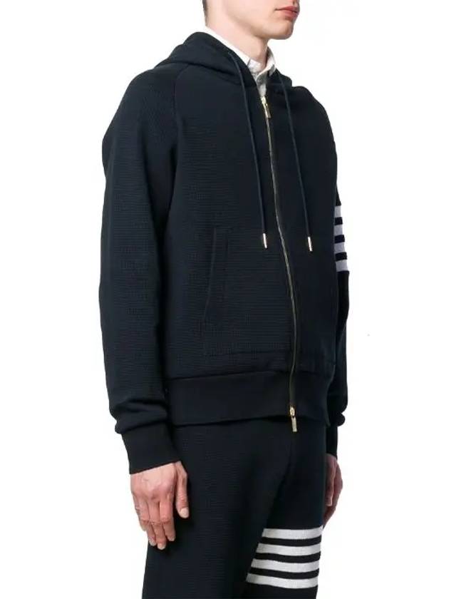 Men's Wapple 4 Bar Reglan Zip Up Hoodie Navy - THOM BROWNE - BALAAN 7