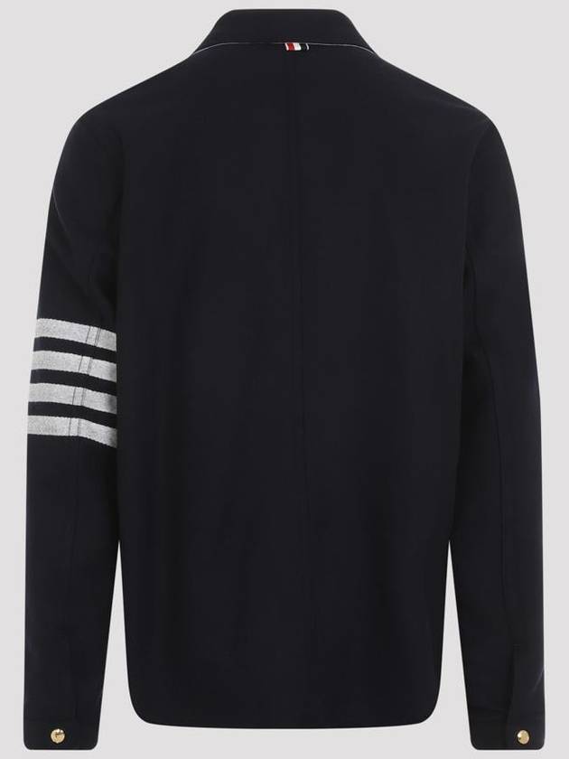 Stripe Detail Button Wool Jacket Navy - THOM BROWNE - BALAAN 3