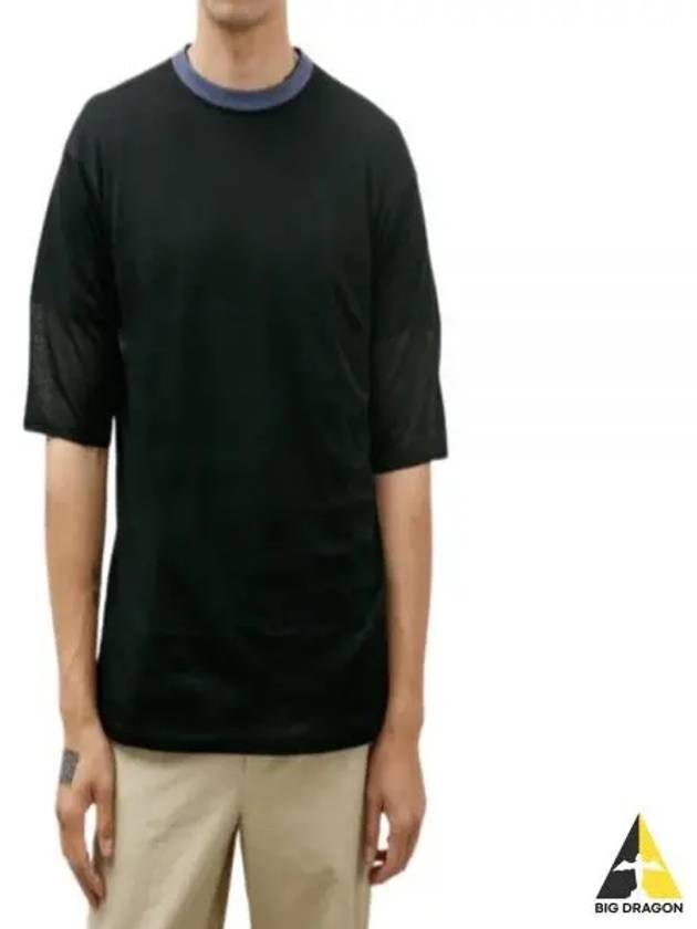 HARD TWIST HIGH GAUGE WOOL SILK KNIT TEE BLACK A24ST03WS - AURALEE - BALAAN 1