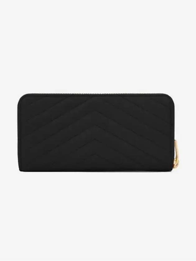 Matelasse Monogram Zipper Around Long Wallet Black - SAINT LAURENT - BALAAN 4