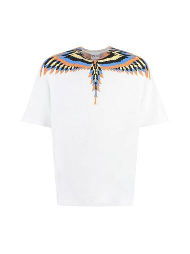 Optical Wings Printed Short Sleeve T-shirt White - MARCELO BURLON - BALAAN 1