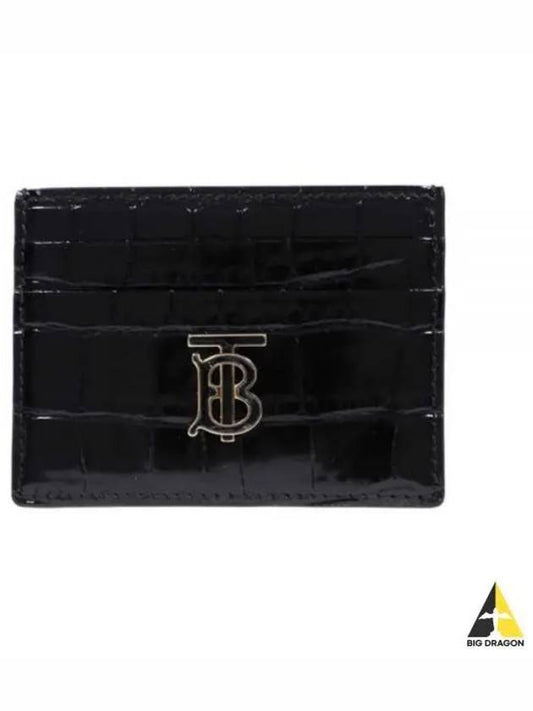 TB Logo Embossed Leather Card Wallet Black - BURBERRY - BALAAN 2