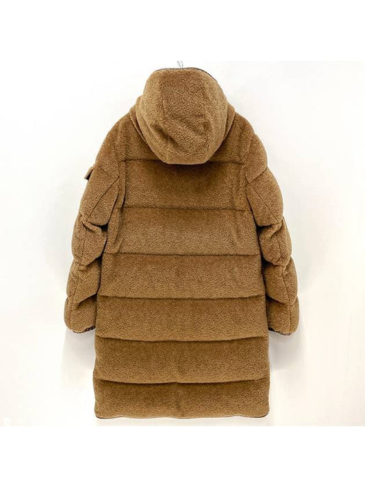 Women s Logo Patch BELCASTEL Teddy Long Down Padded Jacket Camel Beige 1C00016 89AOF 26C - MONCLER - BALAAN 2