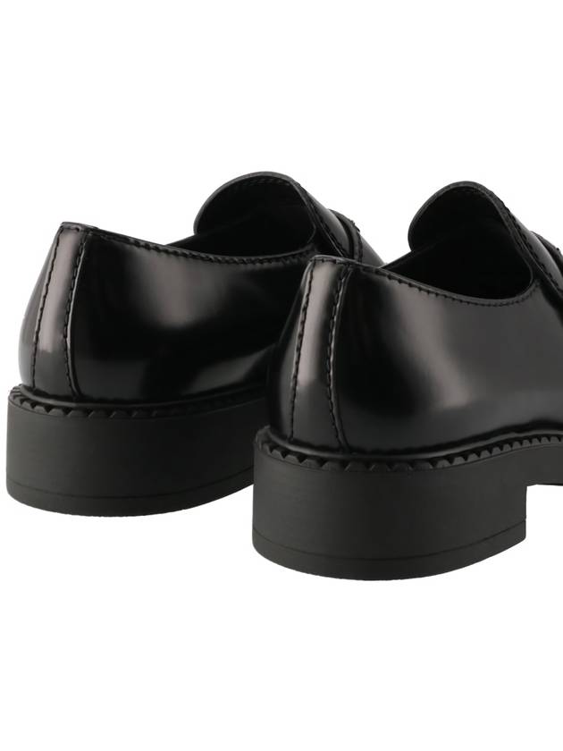 Chocolate Brushed Leather Loafers Black - PRADA - BALAAN 4