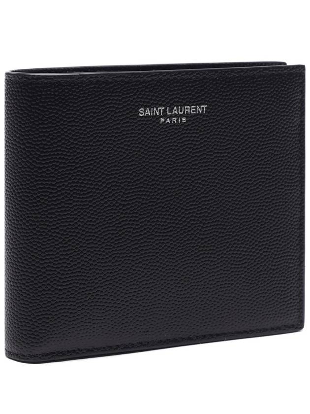 Logo East West Half Wallet Black - SAINT LAURENT - BALAAN 4