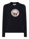 Hector Bow Virgin Wool Knit Top Navy - THOM BROWNE - BALAAN 2