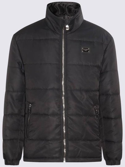 Logo Patch Zipper Down Jacket Black - DOLCE&GABBANA - BALAAN 2