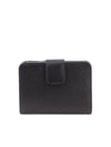 Small Saffiano Leather Half Wallet Black - PRADA - BALAAN 4