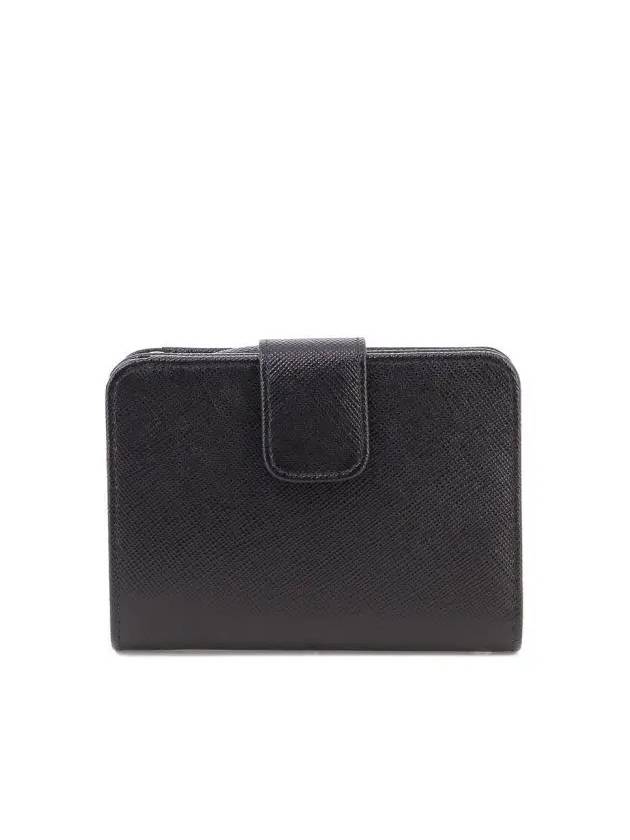 Small Saffiano Leather Half Wallet Black - PRADA - BALAAN 4