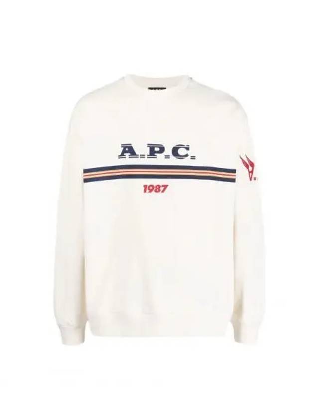 Logo Print Crew Neck Sweatshirt Ecru - A.P.C. - BALAAN 2