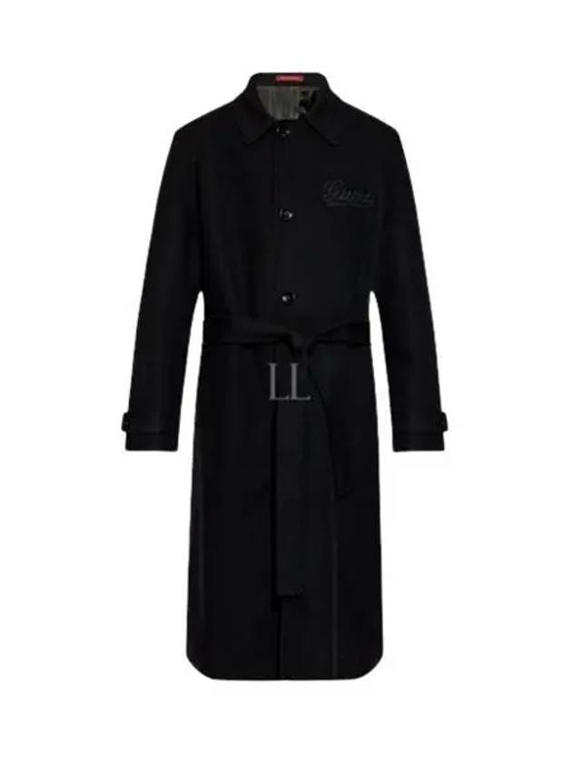 Logo Patch Wool Single Coat Black - GUCCI - BALAAN 2