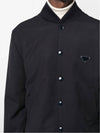 Triangle Logo Wool Bomber Jacket Black - PRADA - BALAAN 5