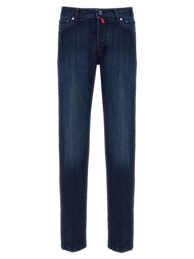 Men's Cotton Straight Jeans Navy - KITON - BALAAN 1