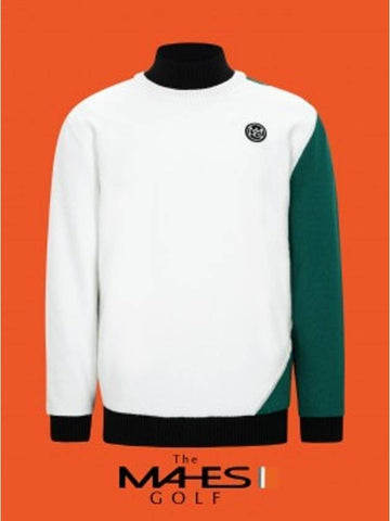 Logo Knit Sweater White Orange Label Homme Stretch Lining Windproof Knit GN30403 - MAHES - BALAAN 1