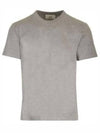 Embroidered Logo Cotton Short Sleeve T-Shirt Grey - AMI - BALAAN 2