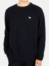 Men's Baby Fox Pullover Cotton Knit Top Navy - MAISON KITSUNE - BALAAN 2