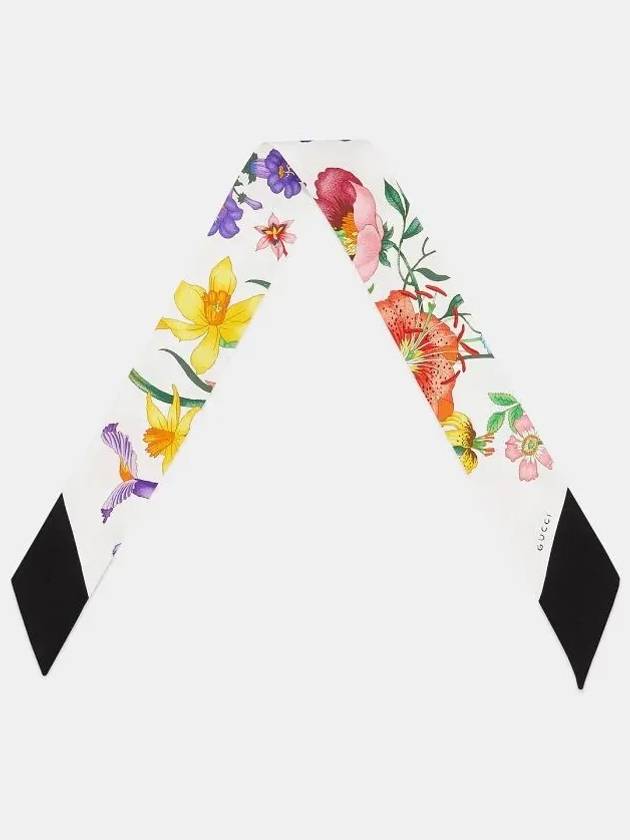 Flora Twill Neck Bow Muffler White - GUCCI - BALAAN 3