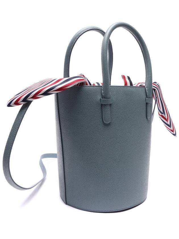 Pebble Grain Leather Bucket Bag Blue - THOM BROWNE - BALAAN 4