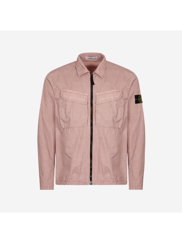 Wappen Patch Old Effect Zip-Up Jacket Rose Quartz - STONE ISLAND - BALAAN 1