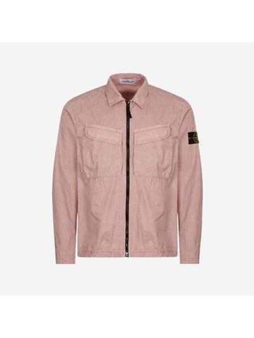 Wappen Patch Old Effect Zip-Up Jacket Rose Quartz - STONE ISLAND - BALAAN 1