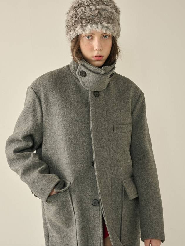 Oversized Out Pocket Felt Mac Coat Gray W - KINETO - BALAAN 1