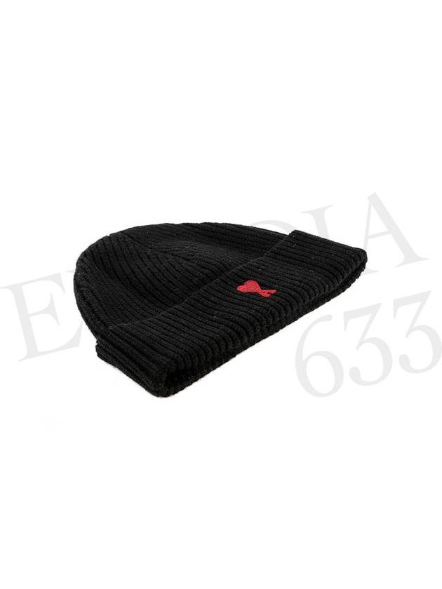 Unisex Small Heart Logo Beanie Black BFUHA 10601 8009 - AMI - BALAAN 3