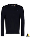 Embroidered Logo Crew Neck Knit Top Navy - POLO RALPH LAUREN - BALAAN 2