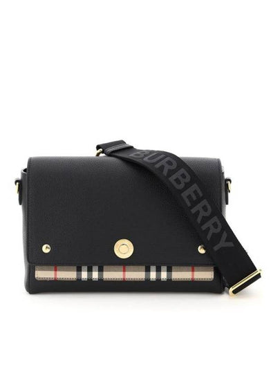 Leather and Vintage Check Note Crossbody Bag Black - BURBERRY - BALAAN 2